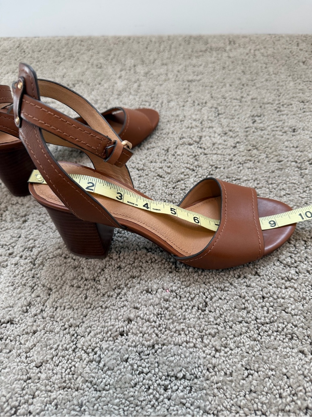 COACH Women's Brown Leather Block Heel Sandals Sz 7.5 - Picture 9 of 9